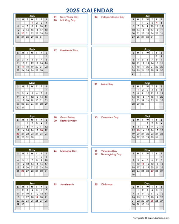 Printable 2025 Calendar Template Amanda M Lassen Printable 2025 Calendar Template Amanda M Lassen