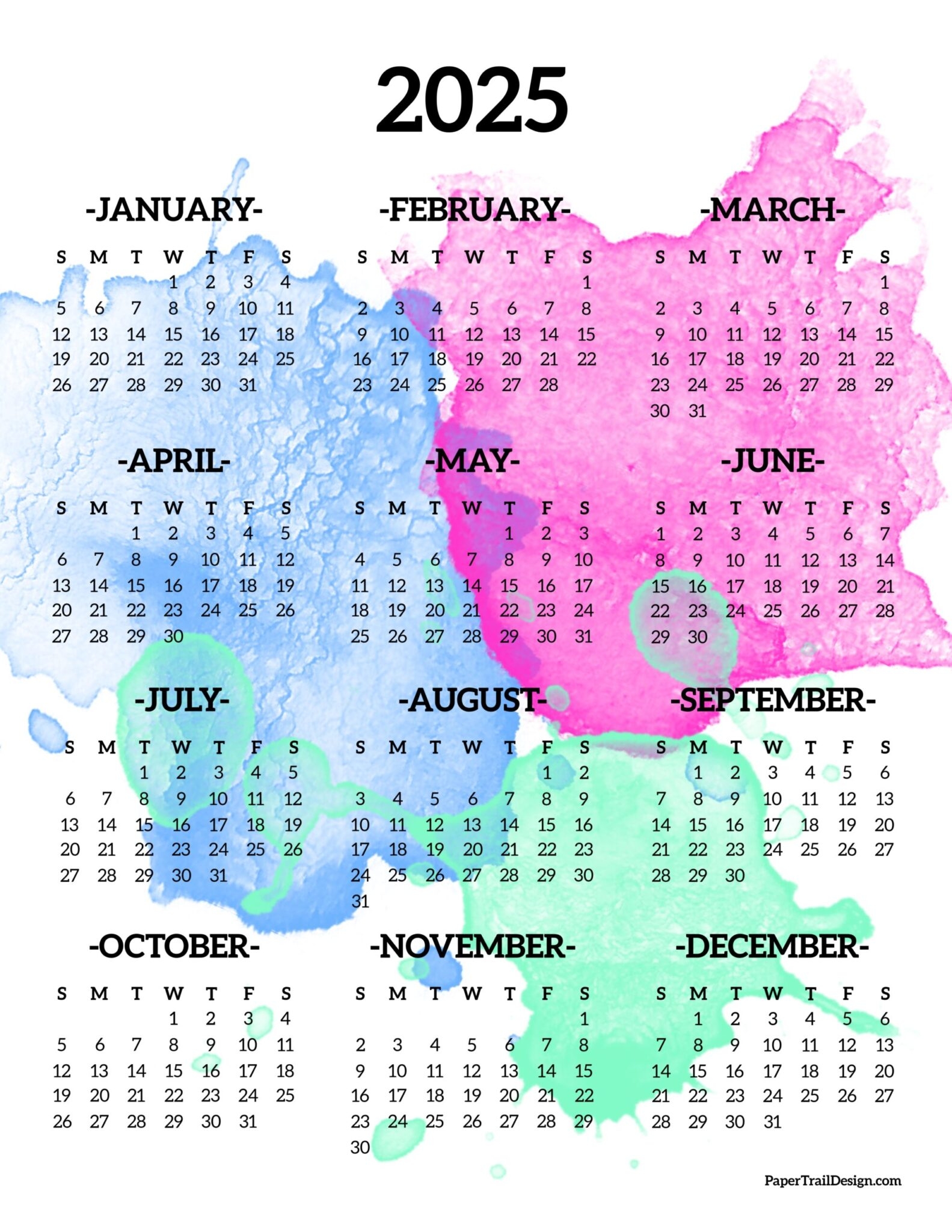 Printable Calendar 2025 Decorative Printable 2025 Calendar One Page Printable Calendar 2025 Decorative Printable 2025 Calendar One Page