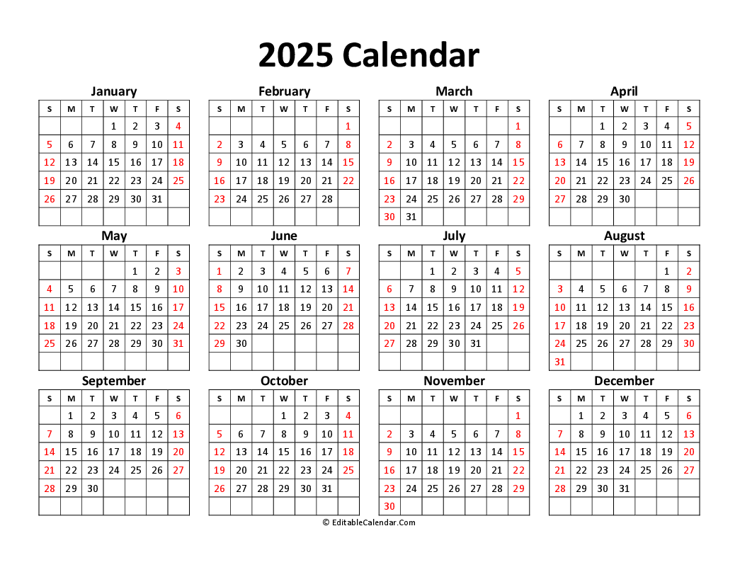 Printable Free Calendar 2025 Printable Free Calendar 2025