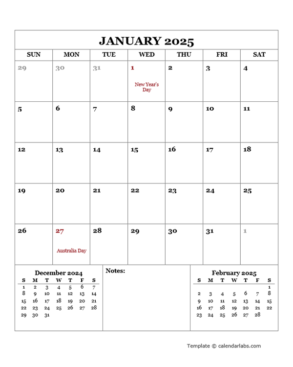 2025 Calendar With Holidays Nsw Printable