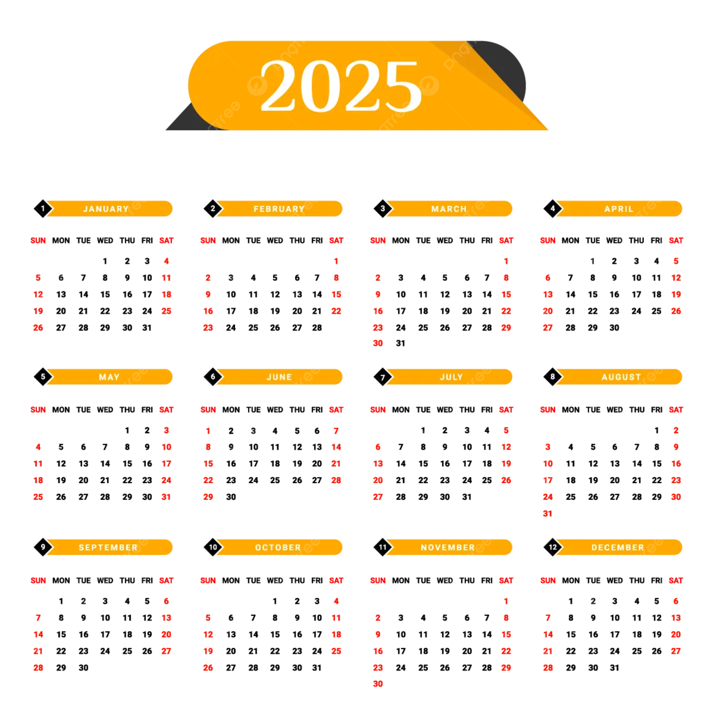 2025 Calendar Png Image