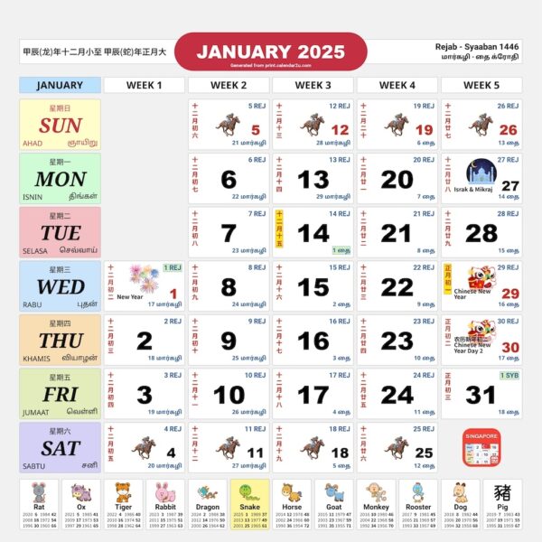 Chinese New Year 2025 Horse Calendar