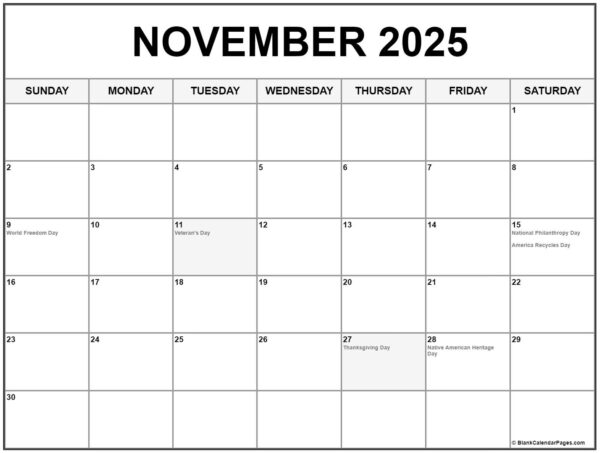 2025 Events Calendar Printable