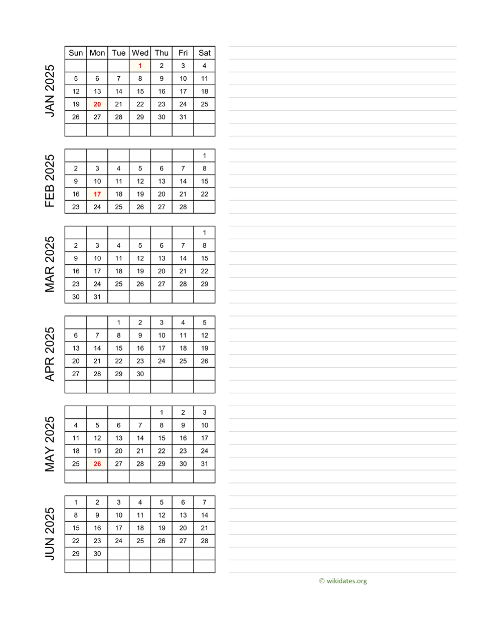 December 2025 Calendar Vertical