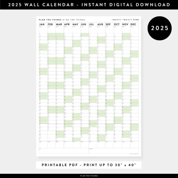 A3 2025 Monthly Calendar Printable