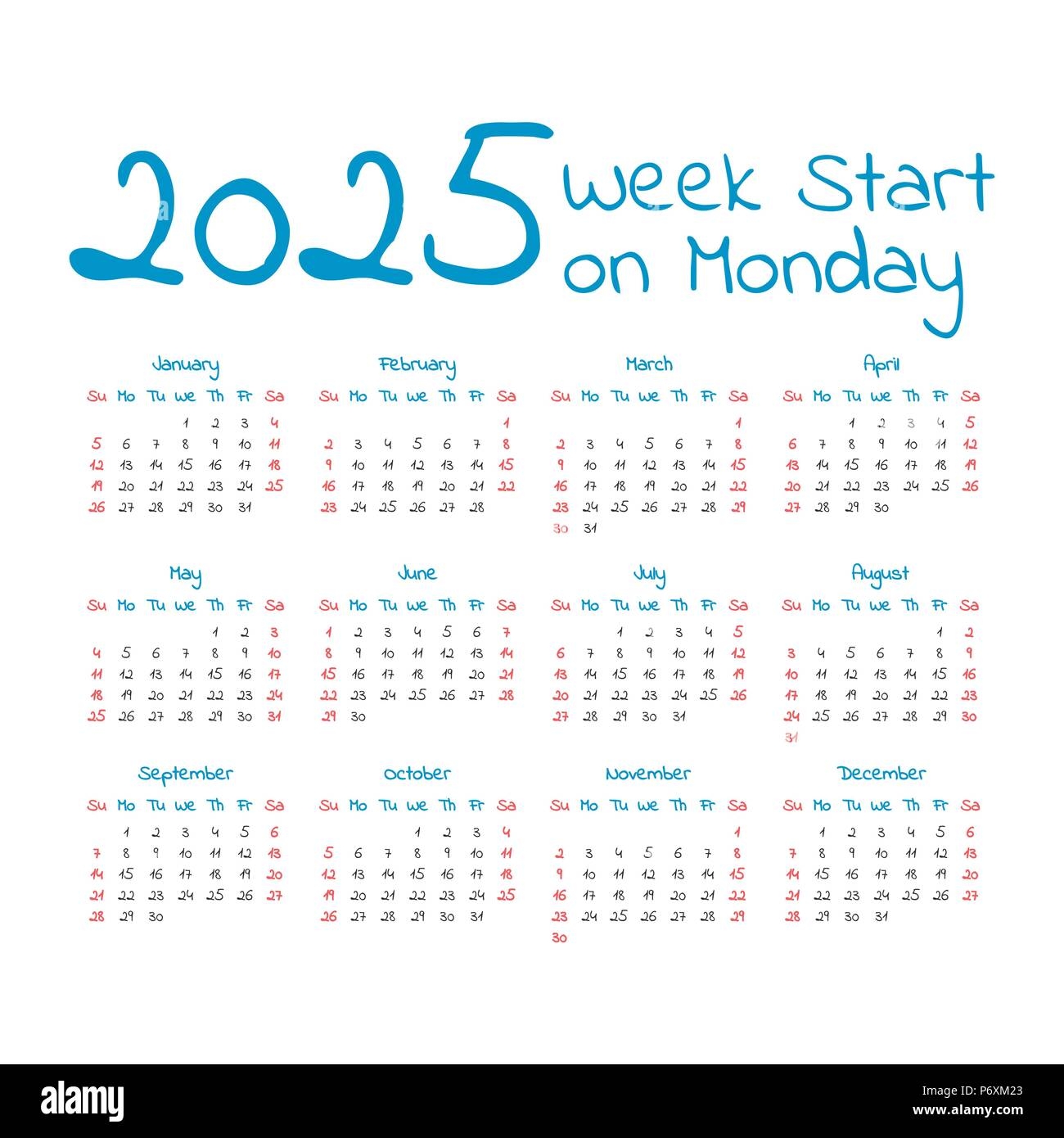 Week Calendar 2025 Lily Downing