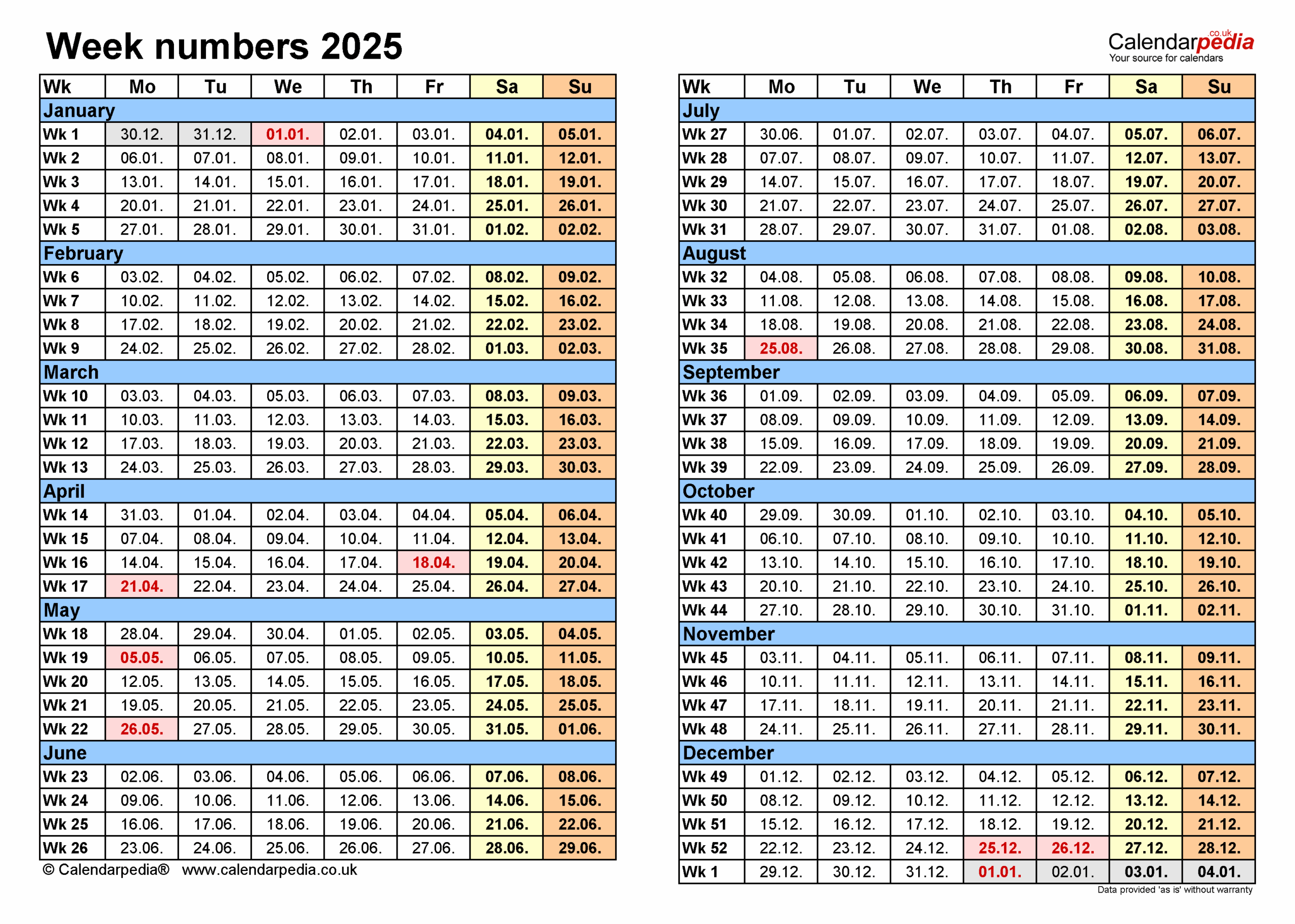 Week Number Calendar 2025 Uk Brenda Jiao Week Number Calendar 2025 Uk Brenda Jiao