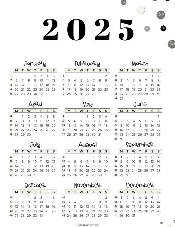 2025 Calendar Week Numbers