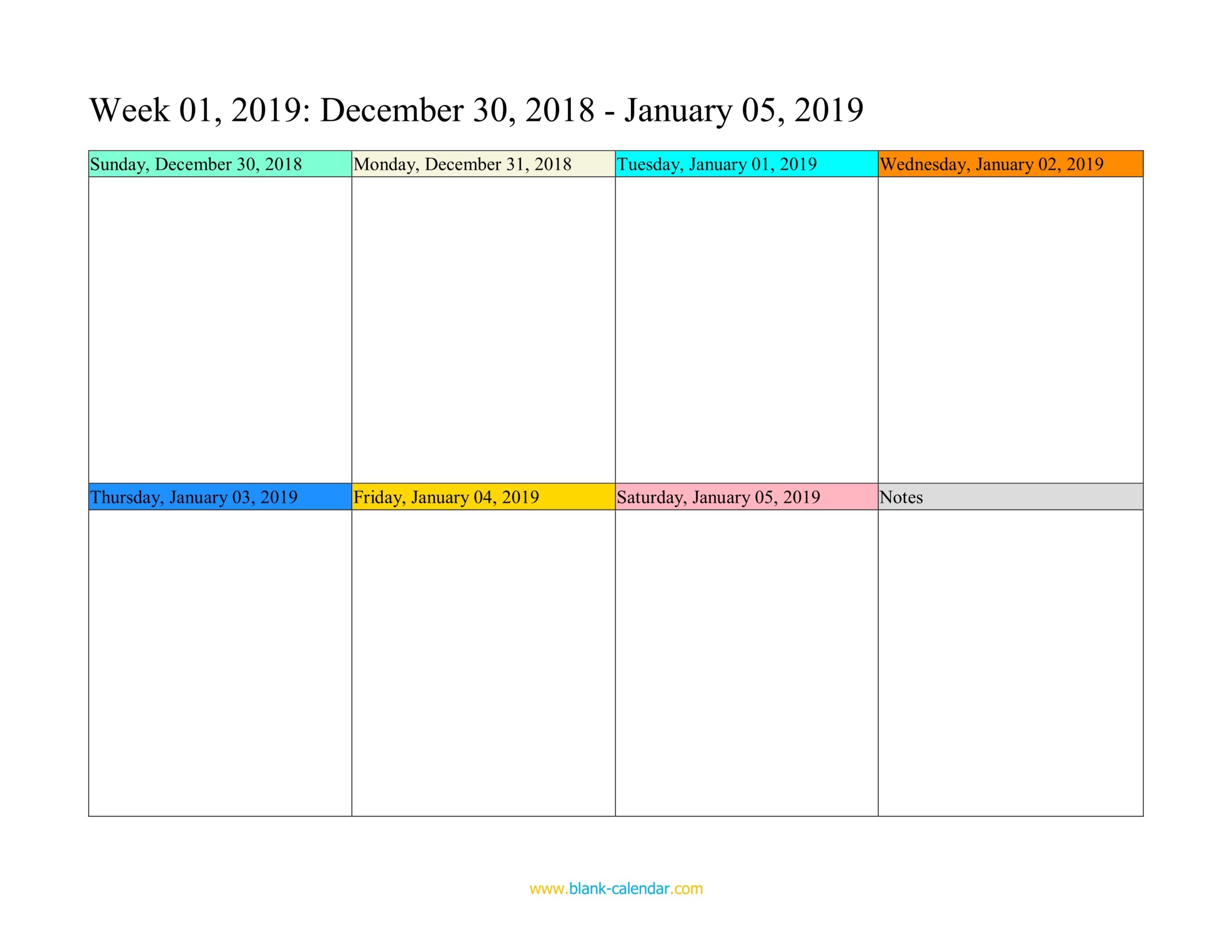 Weekly Calendar 2019 WORD EXCEL PDF Weekly Calendar 2019 WORD EXCEL PDF