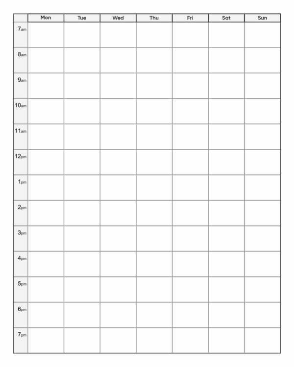Free Printable Blank Calendar With Time Slots
