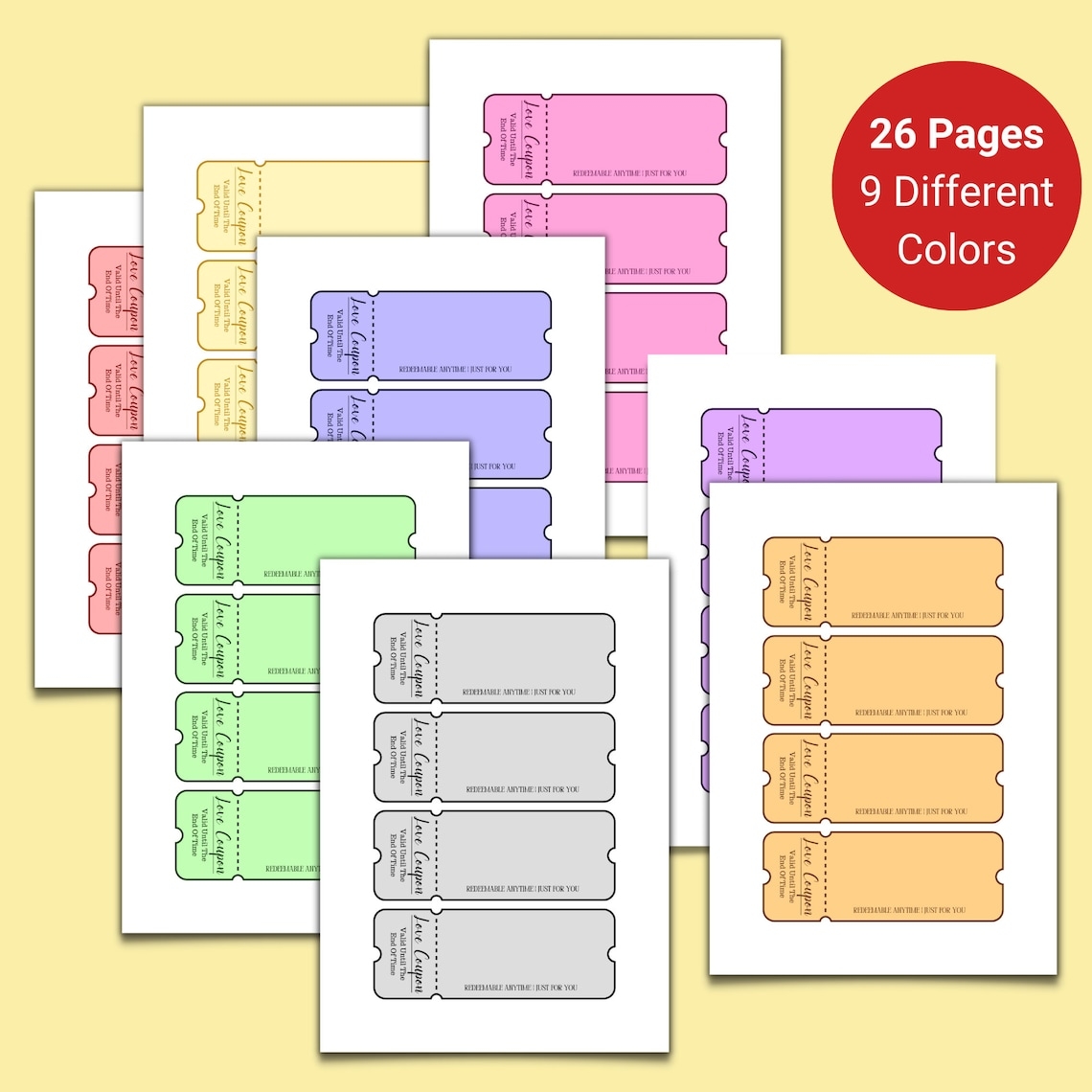 100 Printable Blank Love Coupons For Him And Her Couple Coupons 