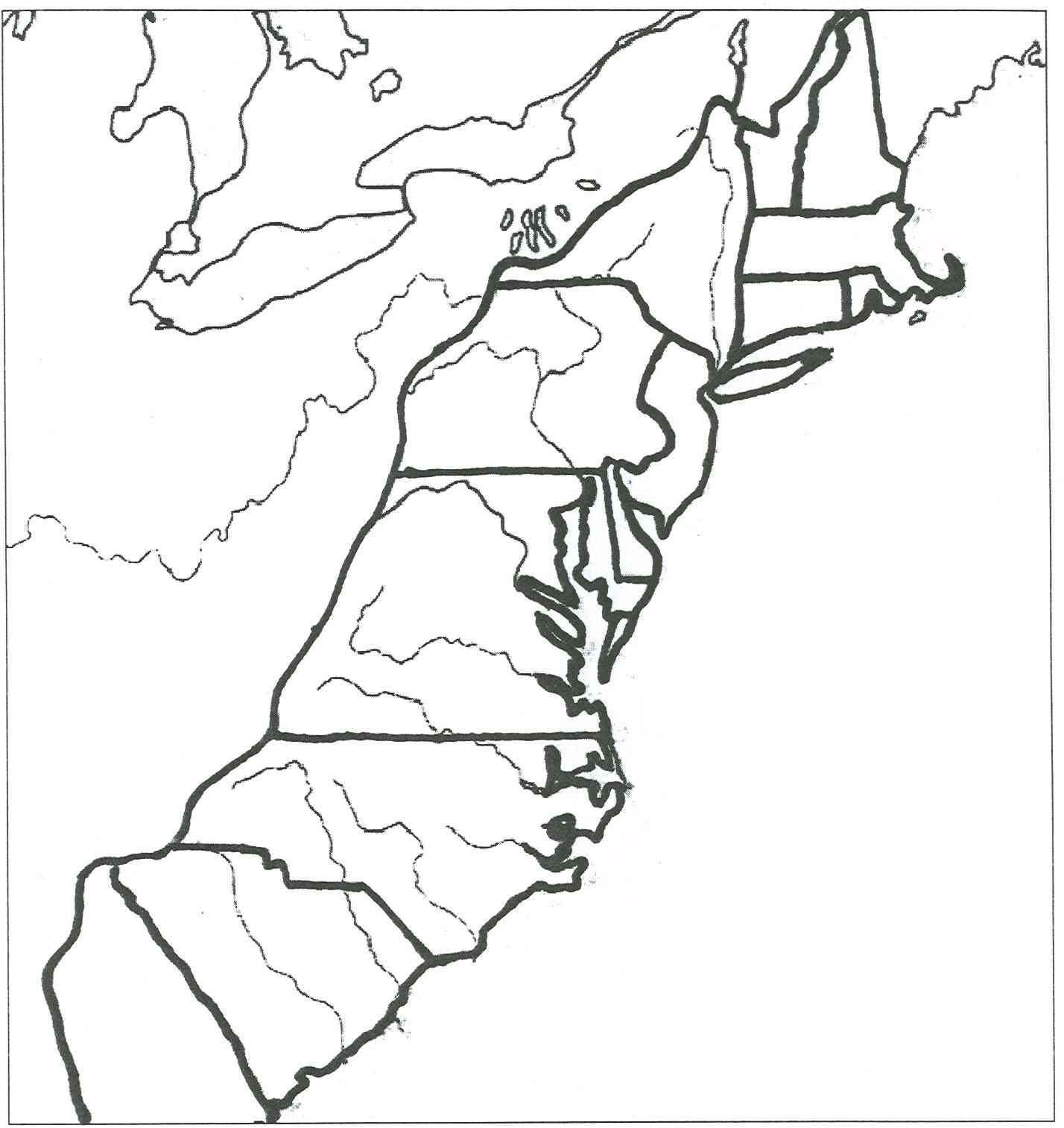 Printable Blank Map Of The 13 Colonies Printable Blank Map Of The 13 Colonies