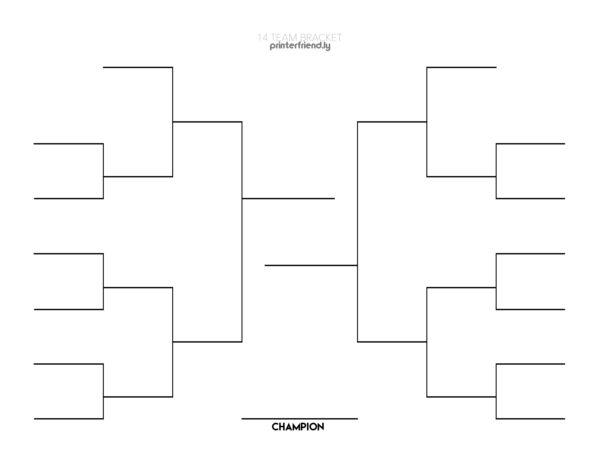 Printable Blank Bracket Sheet 14 Teams