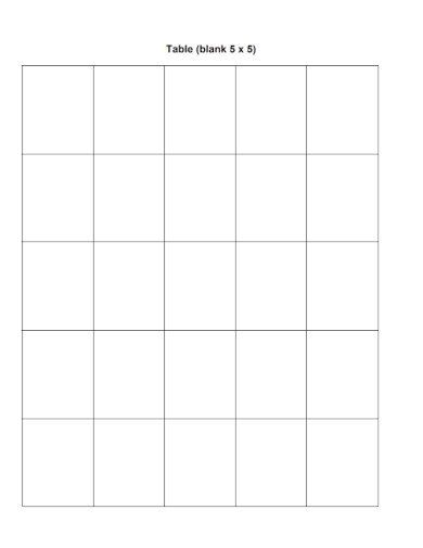 15 Blank Table Templates PDF DOC Excel