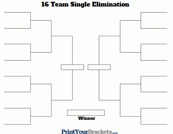 16 Team Single Elimination Printable Tournament Bracket 16 Team Single Elimination Printable Tournament Bracket