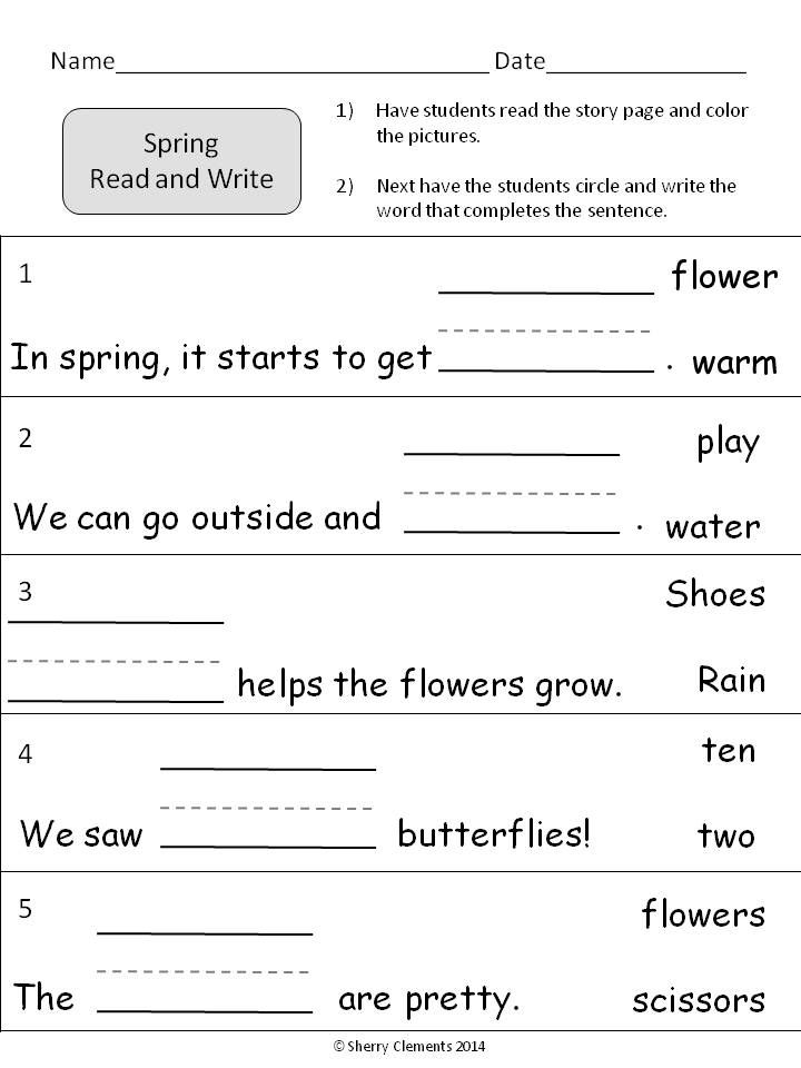20 Kindergarten Sentence Worksheets Fill In The Blank Free PDF At 