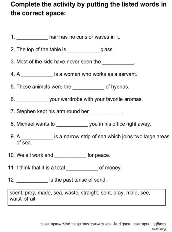 Kindergarten Fill In The Blank Sentence Printable