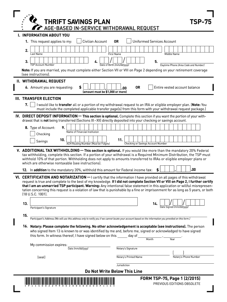2015 2025 Form TSP 75 Fill Online Printable Fillable Blank PdfFiller 2015 2025 Form TSP 75 Fill Online Printable Fillable Blank PdfFiller