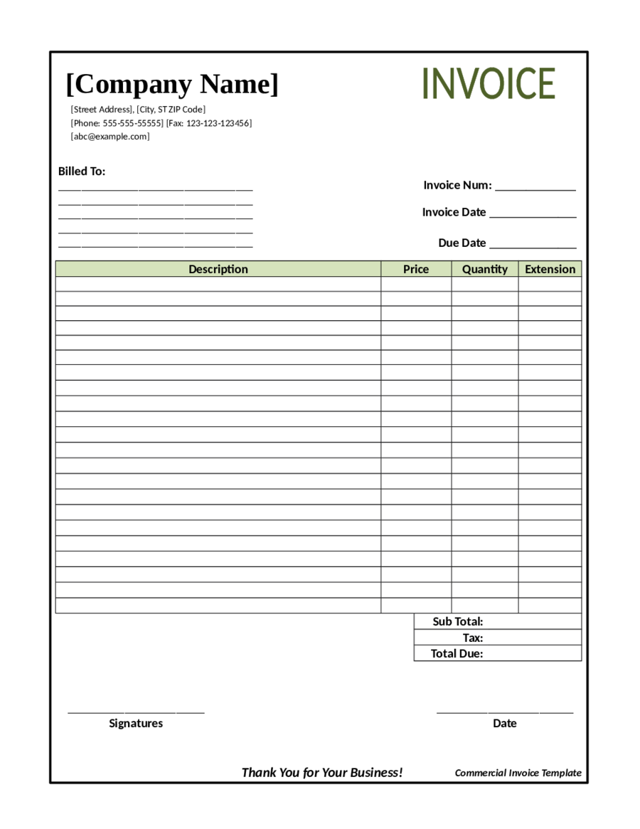 2024 Invoice Template Fillable Printable PDF Forms Handypdf