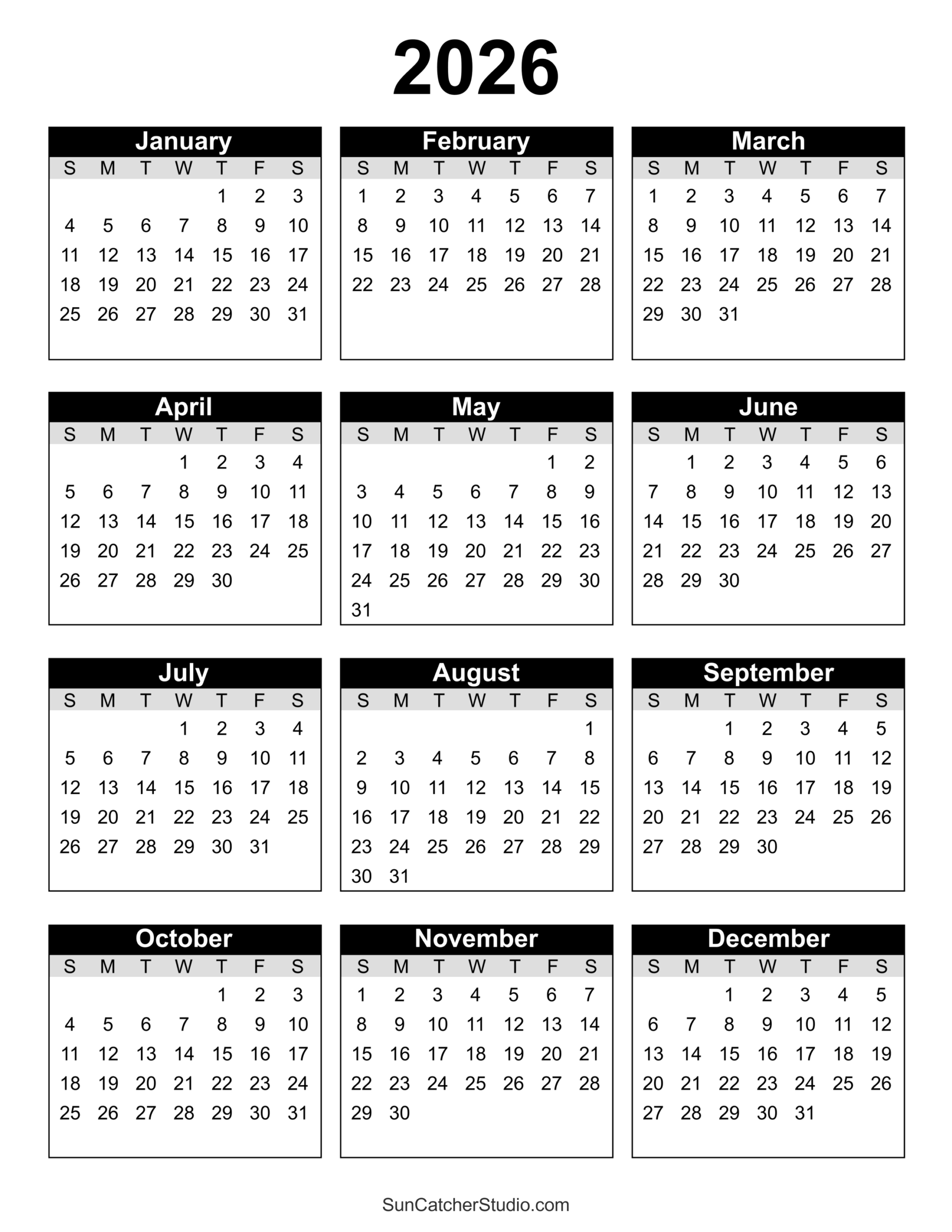 2025 2026 Calendar Template Free Download Pdf Bella Smart J 