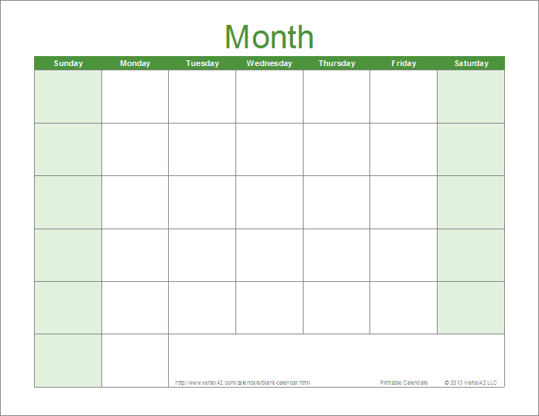 Blank Printable 5 Day Monthly 2025 Calendar