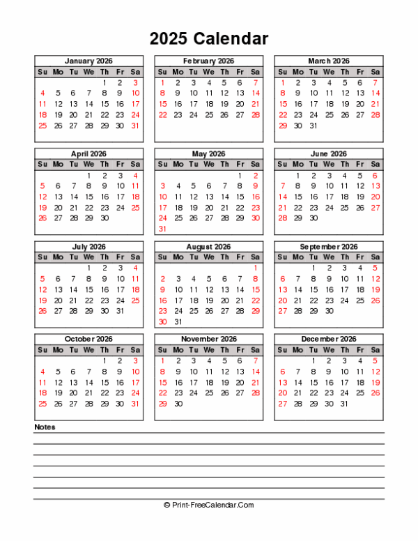 Blank Calendar 2025 Printable Sunday Stat