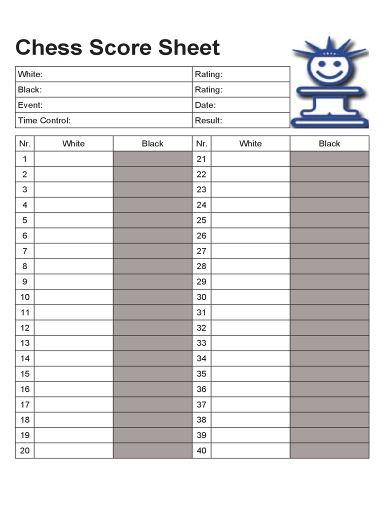 Free Printable Blank Chess Annotation Sheets