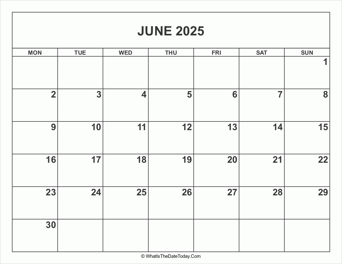 Blank June 2025 Printable Calendar Schedule Blank June 2025 Printable Calendar Schedule