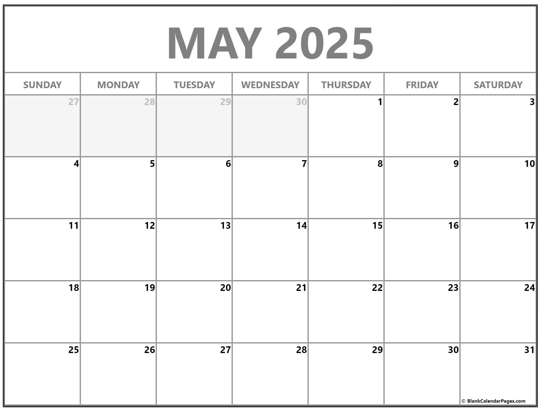 2025 May Calendar Printable Sophie Hartnett