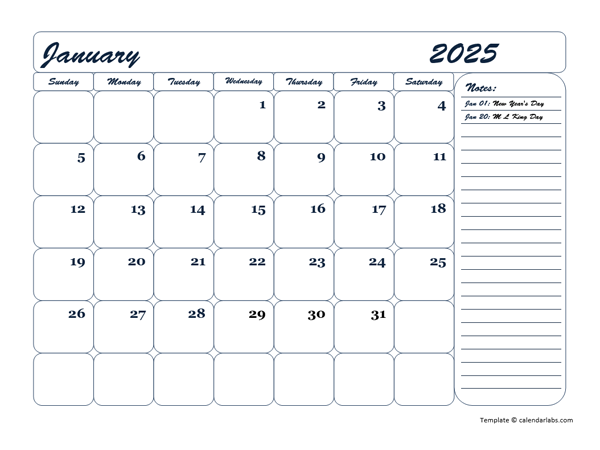 Printable Free Blank Monthly Calendars For 2025
