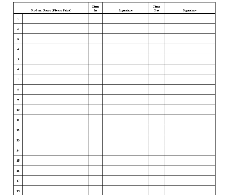 2025 Sign In Sheet Fillable Printable PDF Forms Handypdf