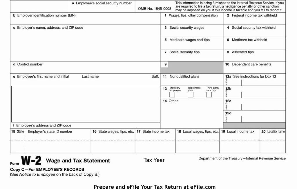 2025 W2 Form Printable Download Edward Counsel