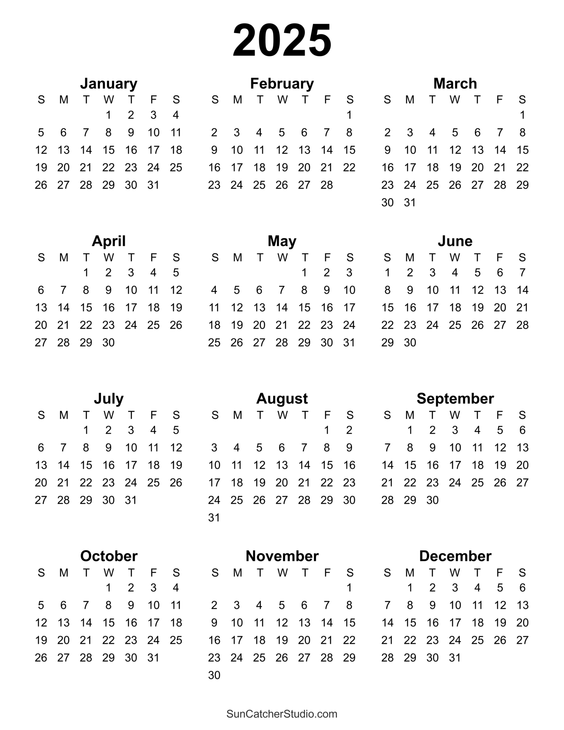2025 Year At A Glance Calendar Printable Free Downloadable Daniel S 2025 Year At A Glance Calendar Printable Free Downloadable Daniel S