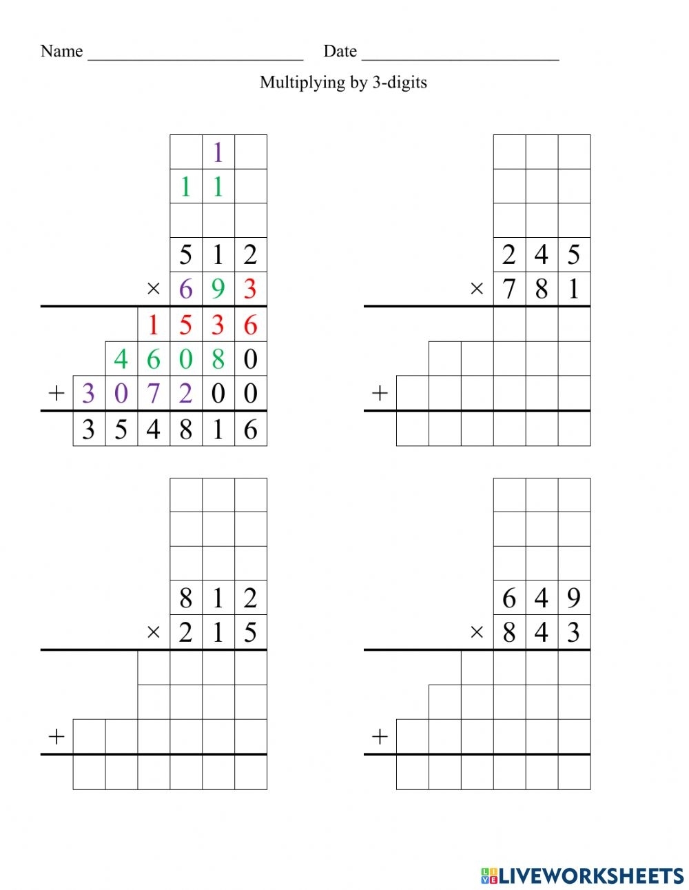 Blank 3 Digit Multiplication Worksheets Printable Blank 3 Digit Multiplication Worksheets Printable