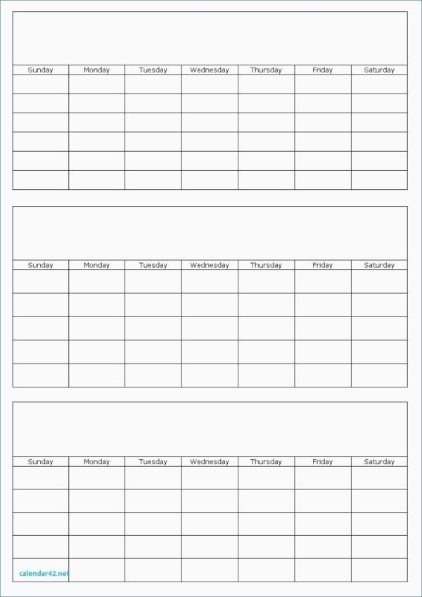3 Month Blank Calendar Page Printable