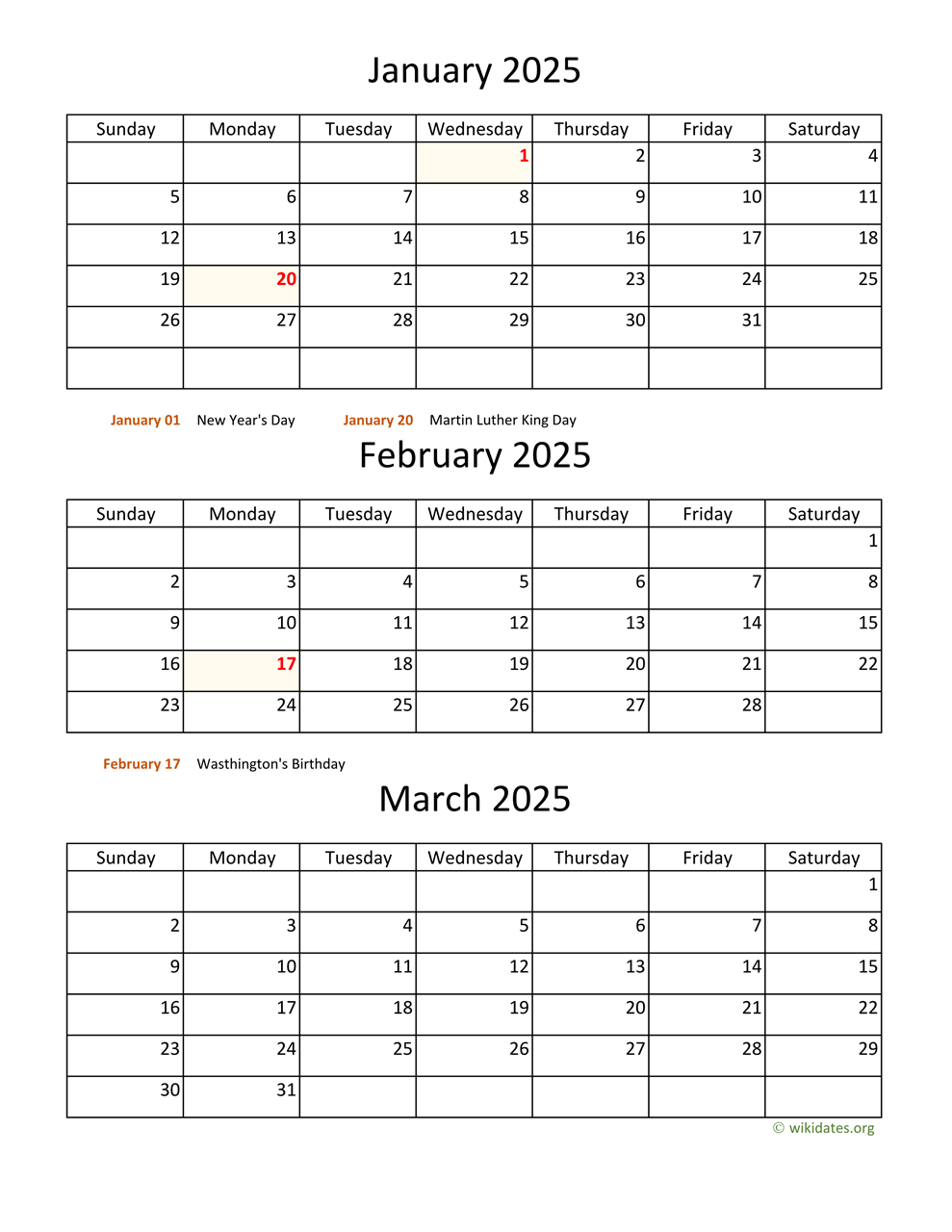 3 Month Blank Calendar 2025 Printable 3 Month Blank Calendar 2025 Printable