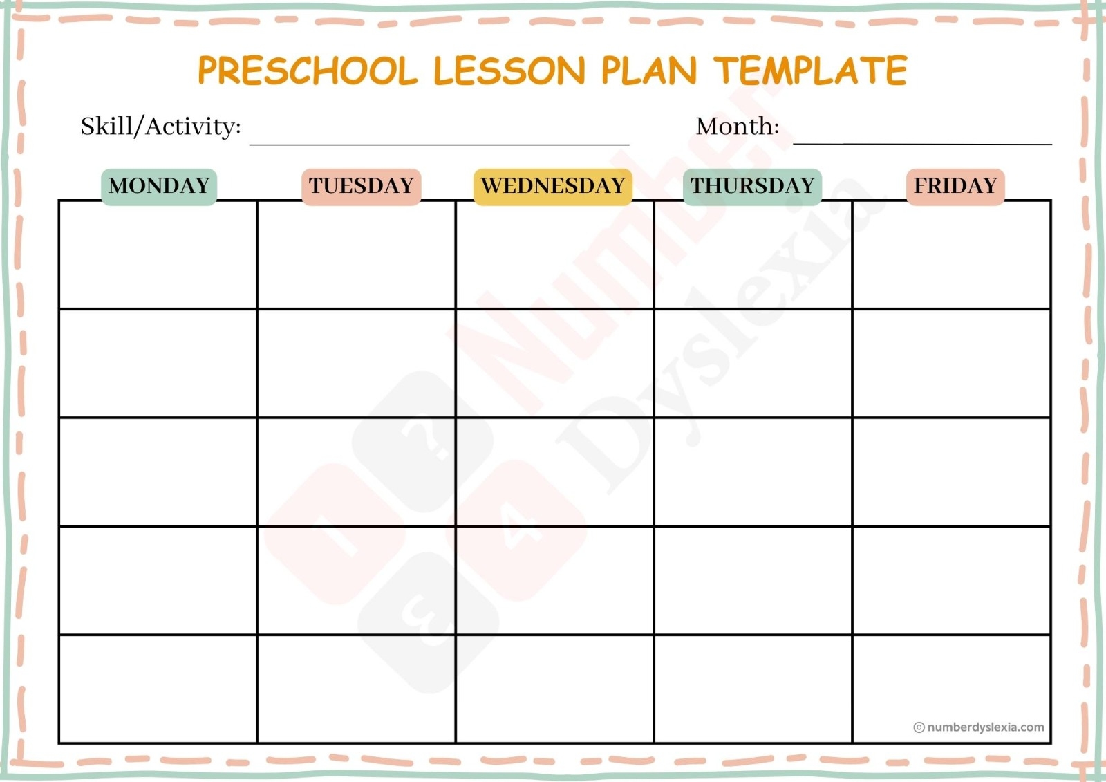 3 Printable Preschool Lesson Plan Templates PDF Included Number 