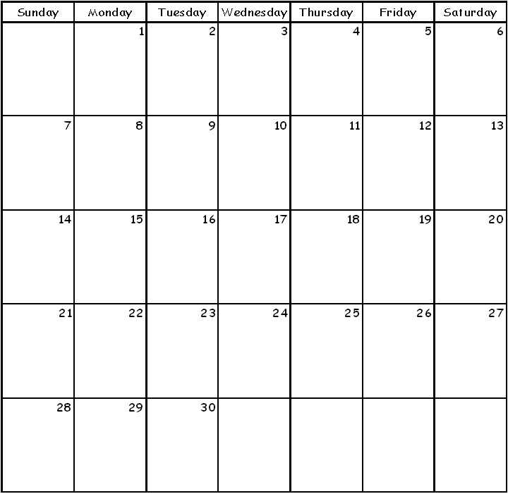 30 Day Calendar Printable Free Elsey Idalina