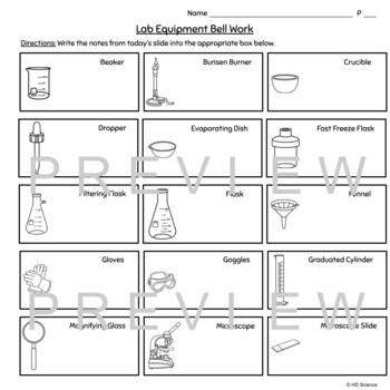 30 Day Lab Equipment Bell Work For Middle School Science By HD Science