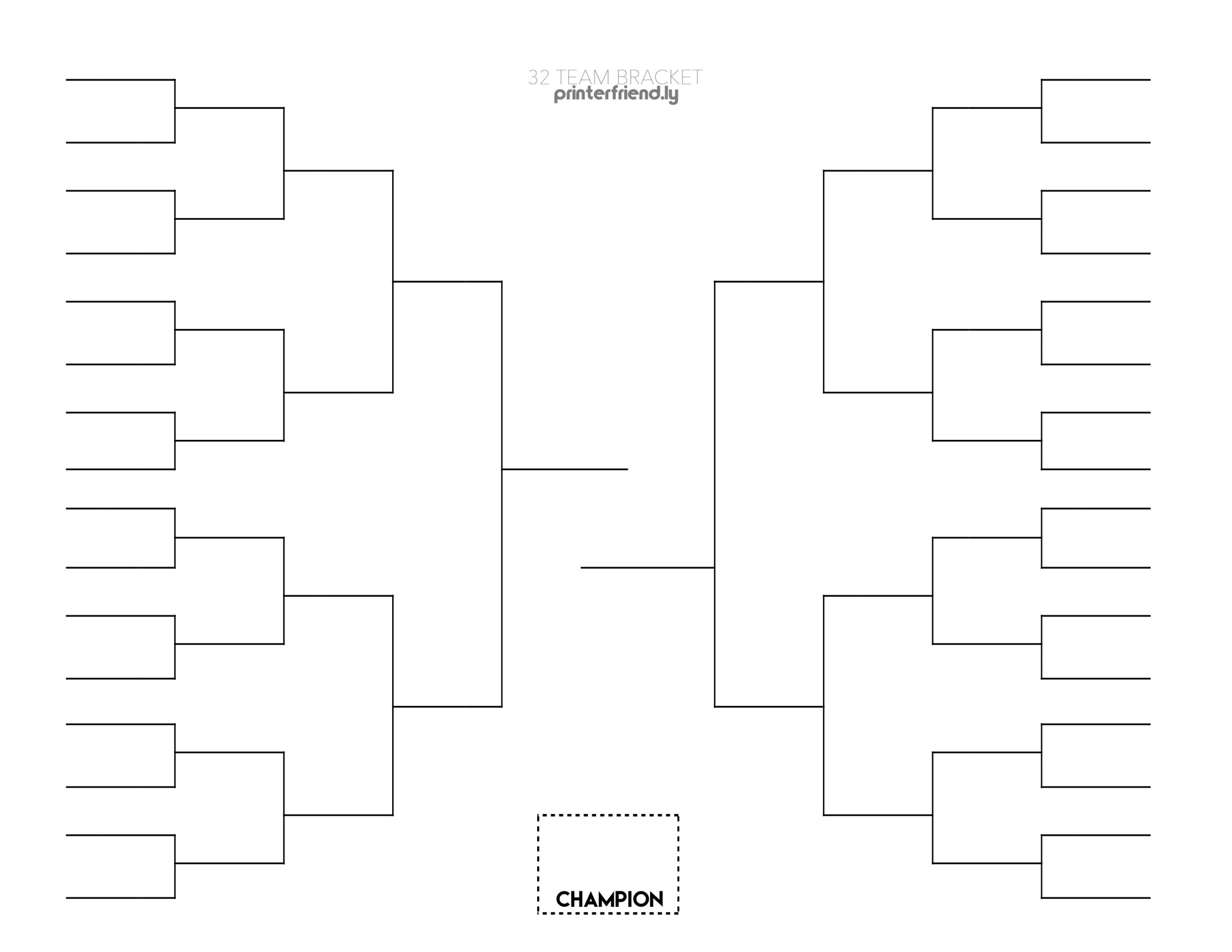 32 Team Printable Bracket 32 Team Printable Bracket