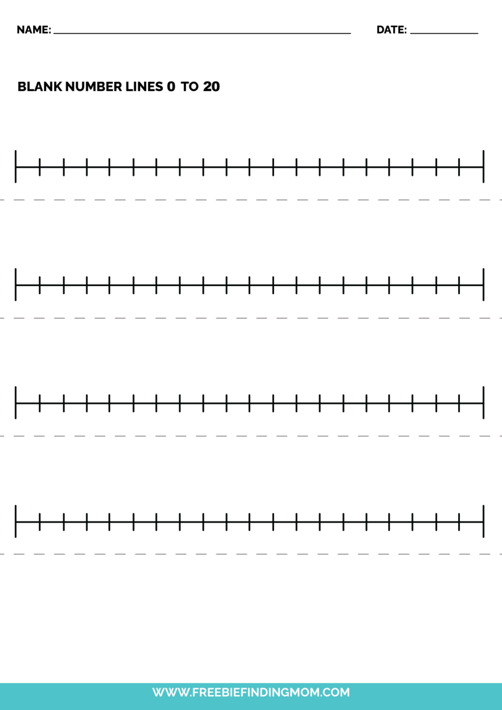 4 Blank Number Lines Printable PDF Downloads Freebie Finding Mom