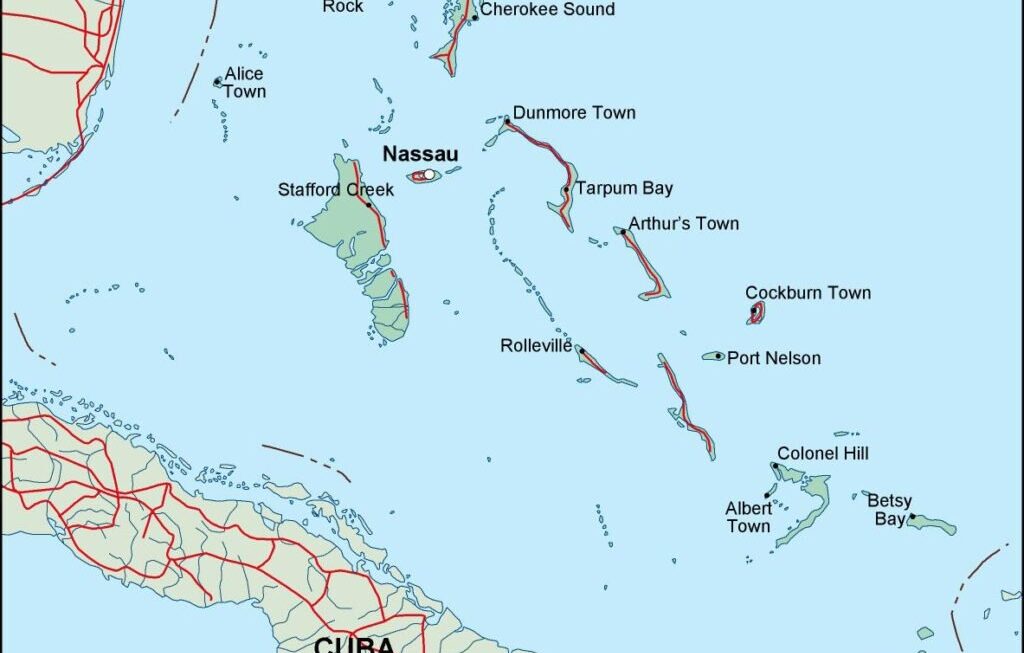 4 Free Printable Labelled And Blank Map Of Bahamas In PDF