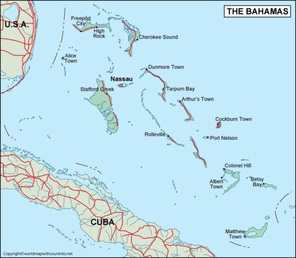 Free Blank Printable Map Of Bahamas