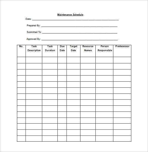 40 Preventive Maintenance Schedule Templates Word Excel PDF Free 