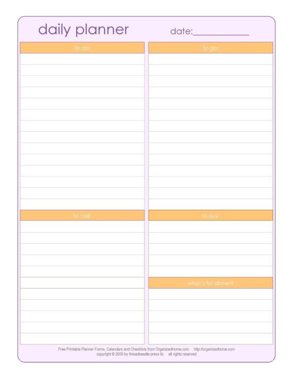 Day By Day Blank Planner Printable