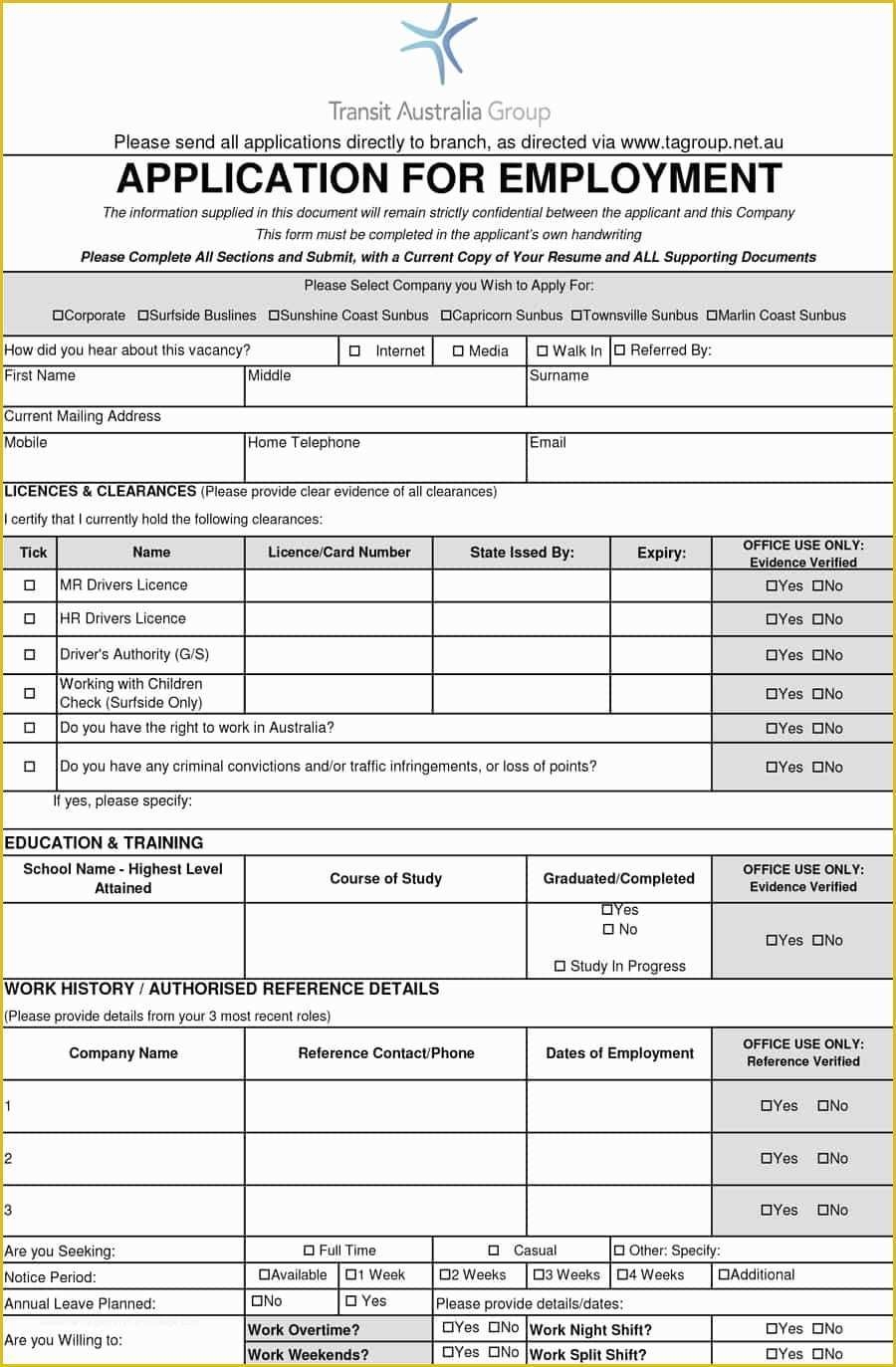 Ca Blank Printable Job Application Template Ca Blank Printable Job Application Template