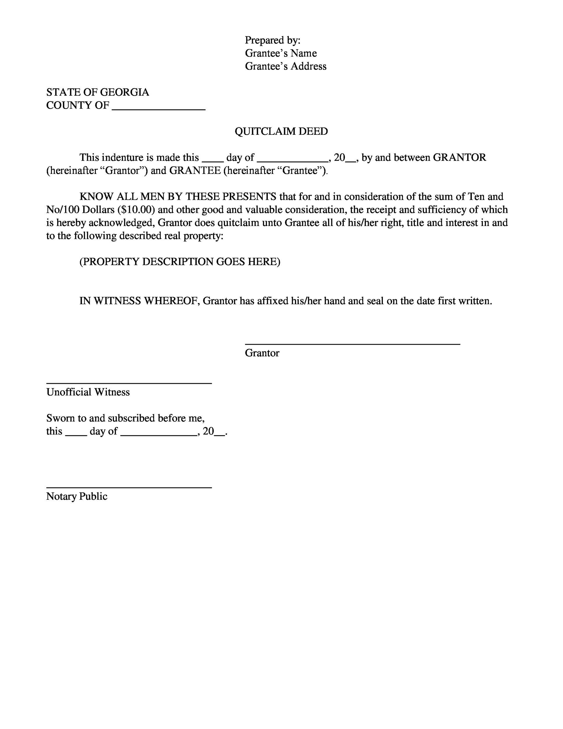 46 Free Quit Claim Deed Forms Templates TemplateLab 46 Free Quit Claim Deed Forms Templates TemplateLab