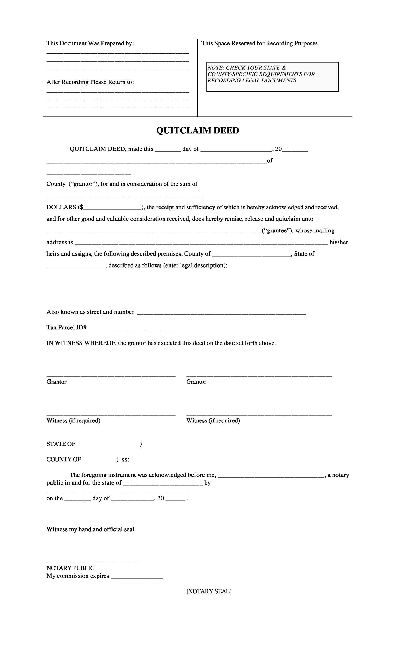 46 Free Quit Claim Deed Forms Templates TemplateLab 46 Free Quit Claim Deed Forms Templates TemplateLab