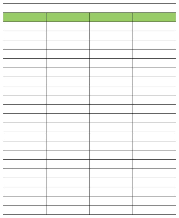 Blank Lined Paper With Columns Printable