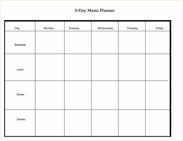 Printable 1 Month Blank Calendar 5 Day